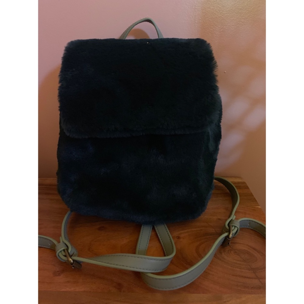 Green fuzzy book bag NWT